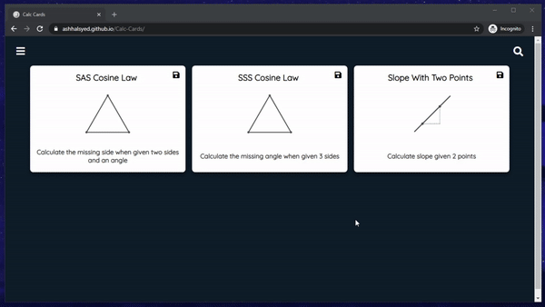 calc cards usage